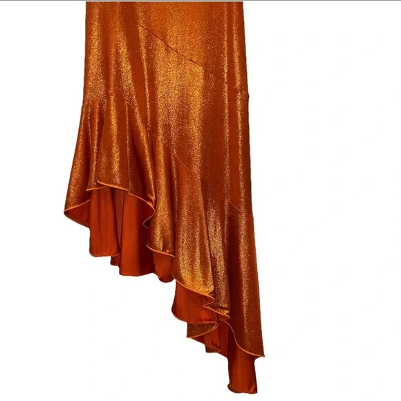 MACCAPANI Missoni Mini Dress Orange Hooded Asymmetrical Size Small Metallic  NWT
